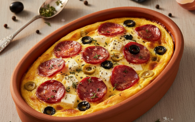 Güveçte Bol Malzemeli Omlet Tarifi - AI Görsel