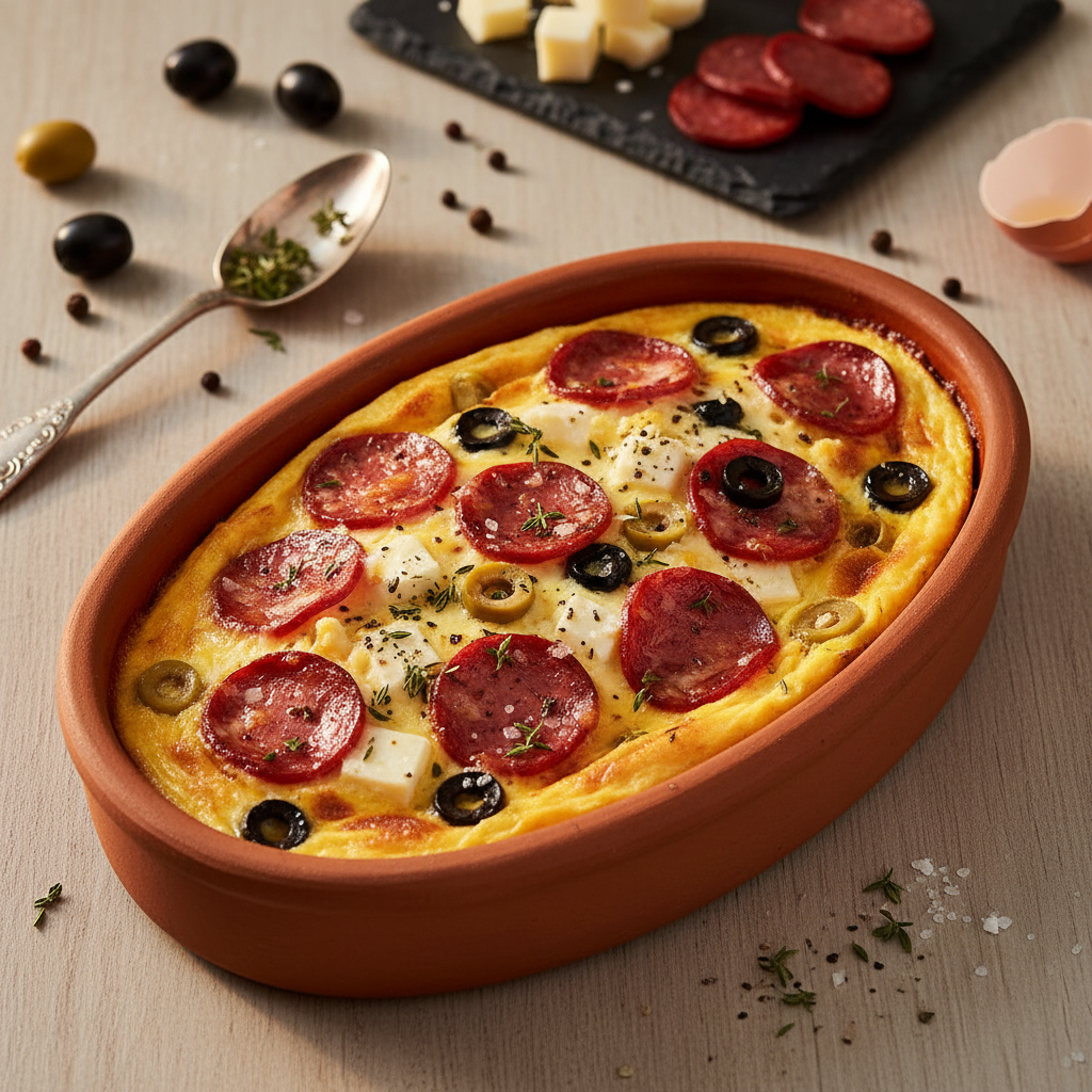 Güveçte Bol Malzemeli Omlet Tarifi - AI Görsel