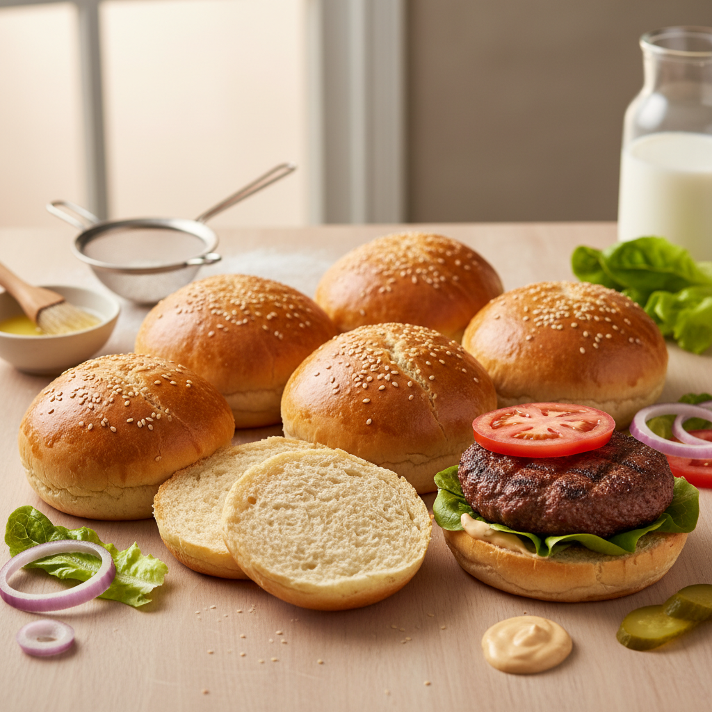 Ev Yapımı Hamburger Ekmeği Tarifi - AI Görsel