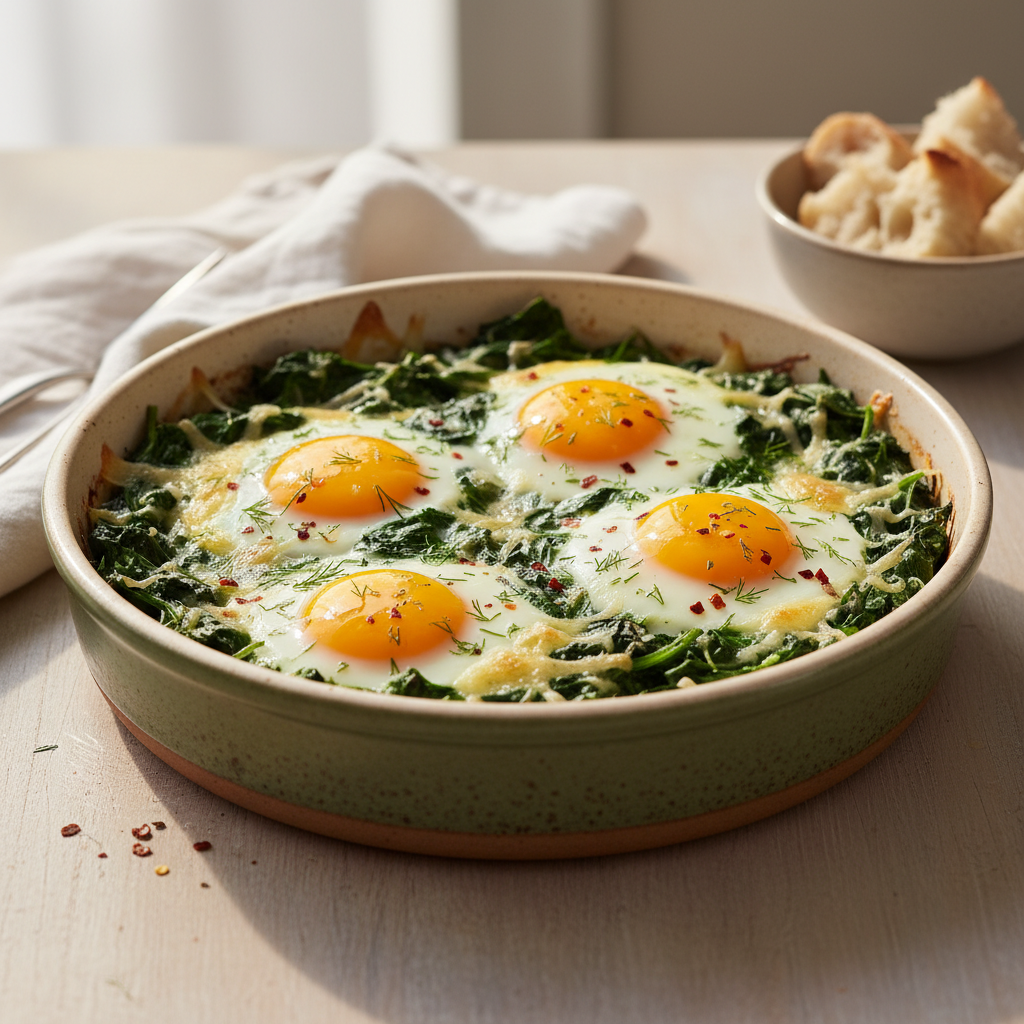 Fırında Yumurtalı Ispanak Tarifi