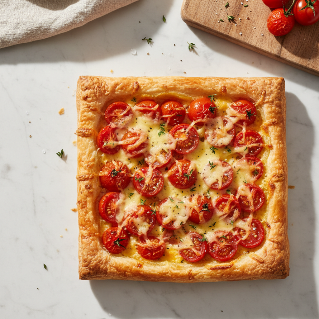Milföy Hamurundan Domatesli Kolay Tart Tarifi - AI Görsel